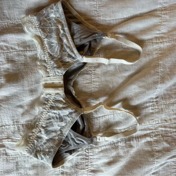 Morrow + Mint Organic Cotton Tulip Lace Nursing Bralette Ash - Picture 3 of 5